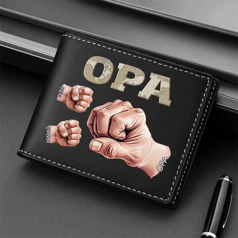 Papa Weltkarte Mit Fäusten - Personalisierte Geschenke Herren | Portemonnaie