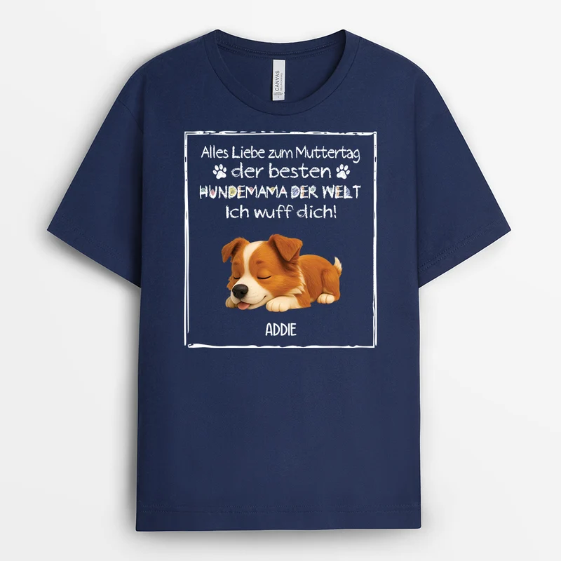 Frohen Vatertag Hundepapa - Personalisiertes Geschenk | Schwarzes T shirt Hund