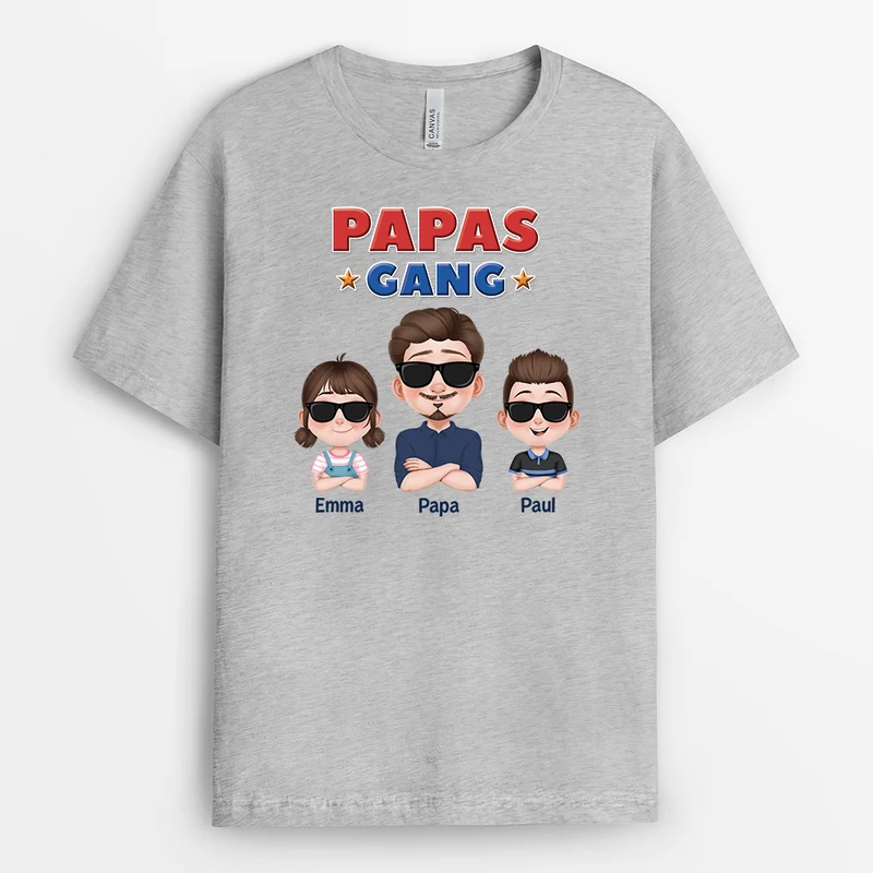 Papas Gang Kinder Cartoon - Personalisiertes Geschenk | Papa T-Shirt
