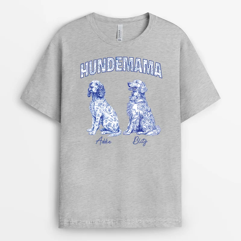 Hundpapa Blue Toile Fabric - Personalisiertes Geschenk | Hunde T-shirts