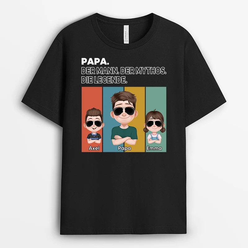 Papa Der Mann Der Mythos Die Legende Cartoon - Personalisiertes Geschenk | T Shirt Papa