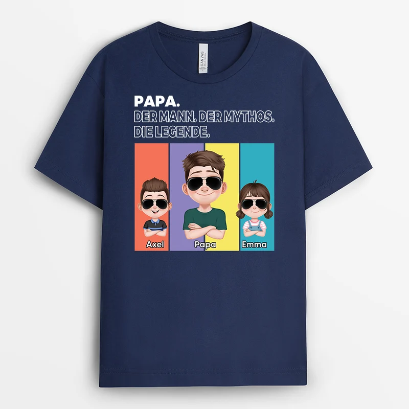Papa Der Mann Der Mythos Die Legende Cartoon - Personalisiertes Geschenk | T Shirt Papa