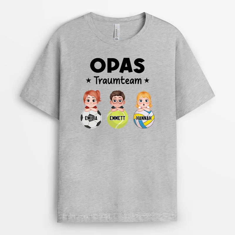 Papas Dreamteam Ballsportarten - Personalisiertes Geschenk | T Shirt Papa