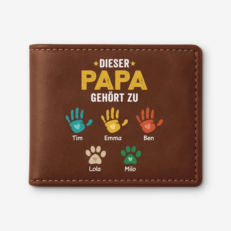 Dieser Papa Gehört Zu Handabdruck - Personalisierte Geschenke Herren | Portemonnaie