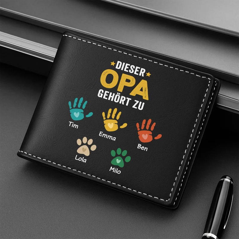 Dieser Papa Gehört Zu Handabdruck - Personalisierte Geschenke Herren | Portemonnaie