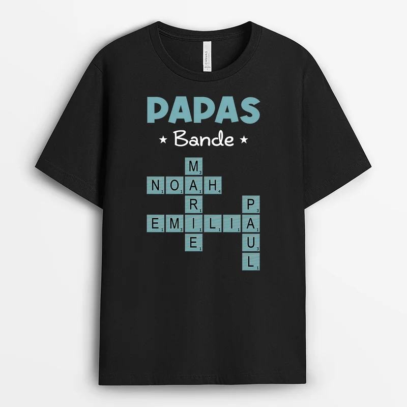 Papas Bande- Personalisiertes Geschenk | T Shirt Papa Kreuzworträtsel