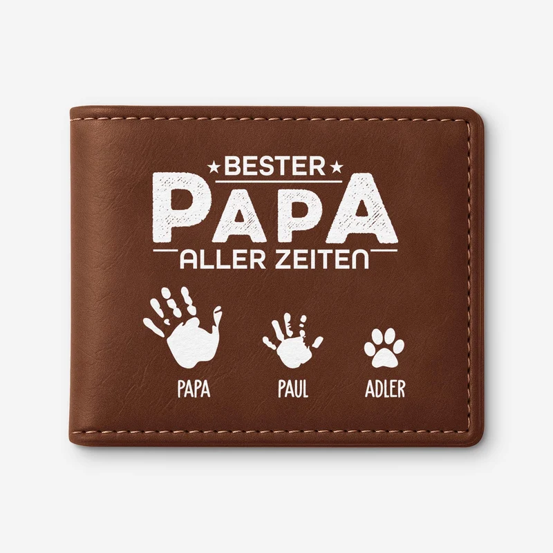 Bester Papa Aller Zeiten Handabdruck - Personalisierte Geschenke Herren | Portemonnaie