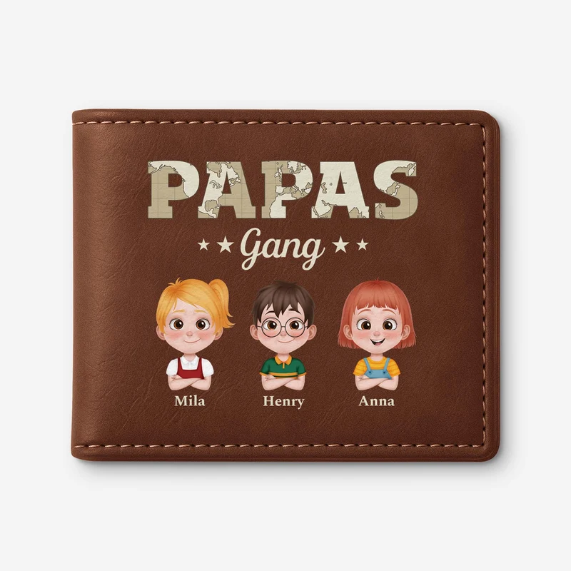 Papas Gang Weltkarte - Personalisierte Geschenke Herren | Portemonnaie
