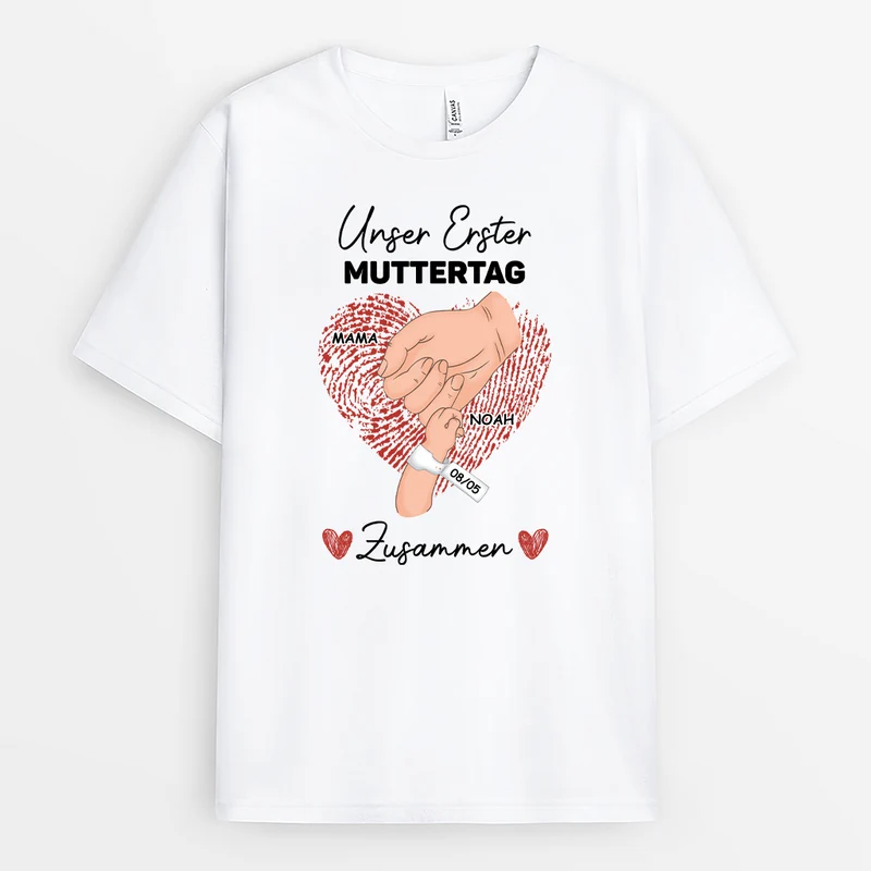 Unser Erster Muttertag Zusammen - Personalisiertes Geschenk | Mama T-Shirt Personalisiert
