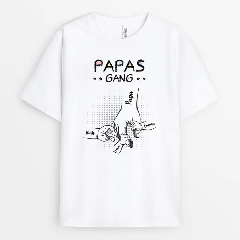 Papas Gang Hand In Hand Buntstifte - Personalisiertes Geschenk | T Shirt Papa