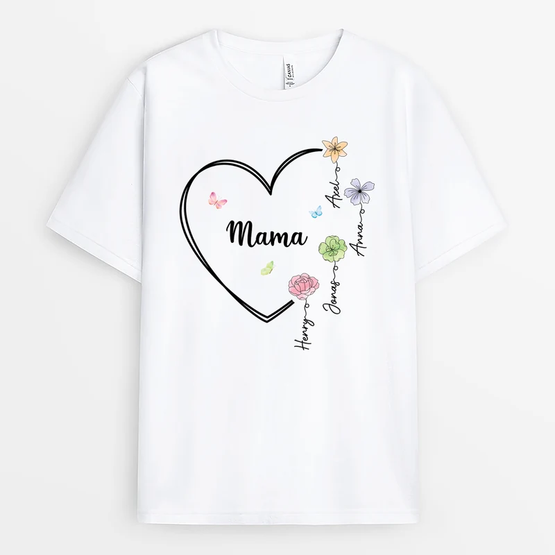 Zuerst Mama Jetzt Oma Blumen Das Herz - Personalisiertes Geschenk | Oma T Shirt