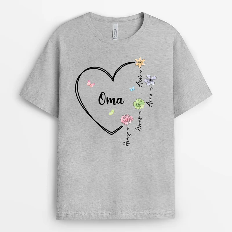 Zuerst Mama Jetzt Oma Blumen Das Herz - Personalisiertes Geschenk | Oma T Shirt