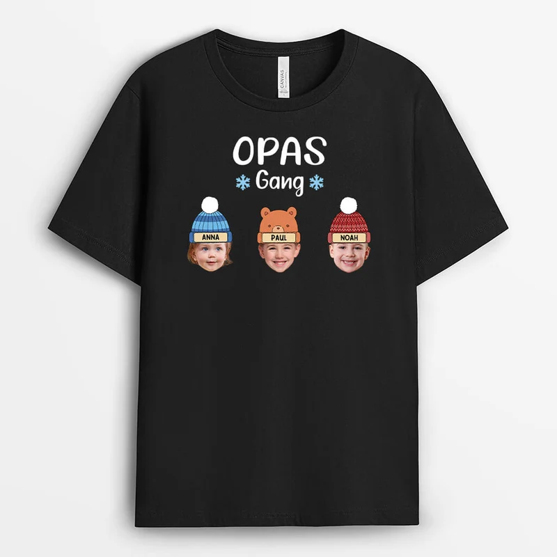 Opas/Papas Bande Beanies - Personalisiertes Geschenk | T-Shirt für Männer mit Foto