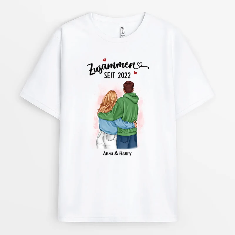 Zusammen Zeit - Personalisiertes Geschenk | T-Shirt für Paare zum Jahrestag