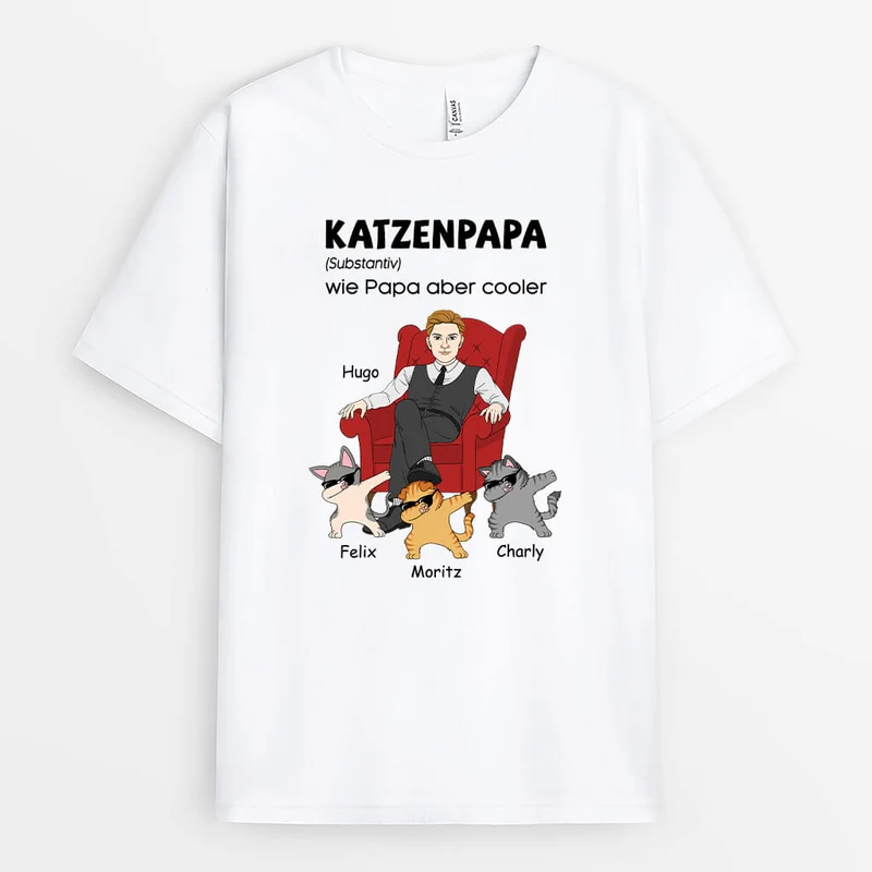 Katzenpapa Definition - Personalisiertes Geschenk | Cooles T-Shirt für Katzenbesitzer