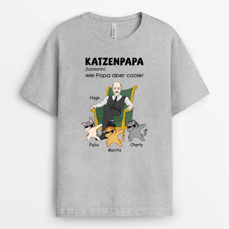Katzenpapa Definition - Personalisiertes Geschenk | Cooles T-Shirt für Katzenbesitzer