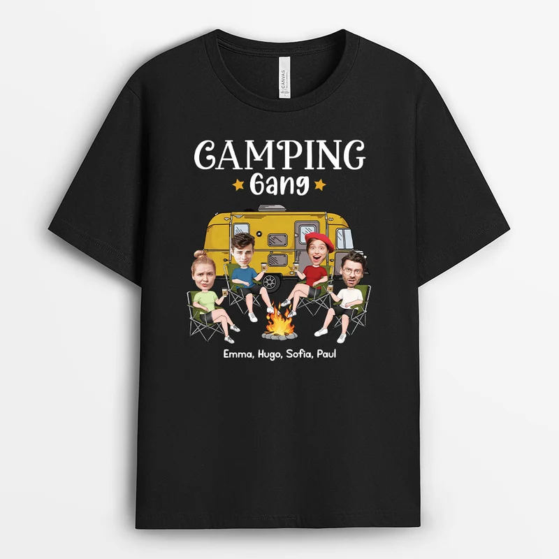 Camping-Bande - Personalisiertes Geschenk | T-Shirt Camping Lustig mit Gesicht