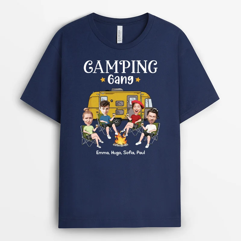 Camping-Bande - Personalisiertes Geschenk | T-Shirt Camping Lustig mit Gesicht