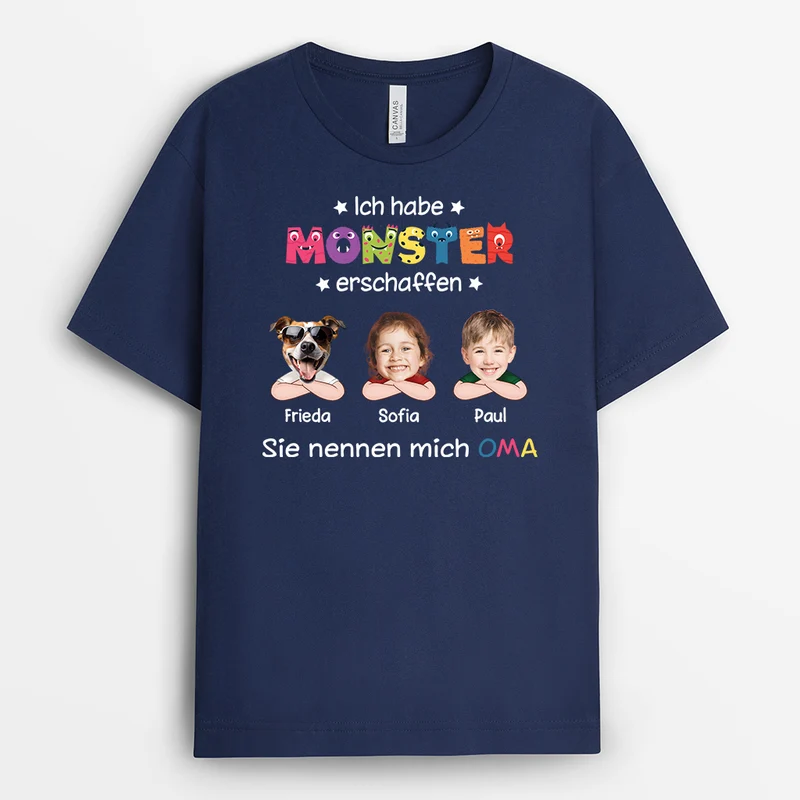 Ich Habe Monster Erschaffen Sie Nennen Mich Opa/Papa Kinder Und Haustiere - Personalisiertes Geschenk | T-shirt für Opas/Papas