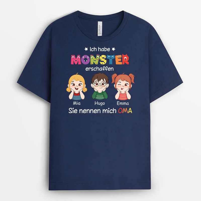 Ich Habe Monster Erschaffen Sie Nennen Mich Opa/Papa - Personalisiertes Geschenk | T-shirt für Opas/Papas