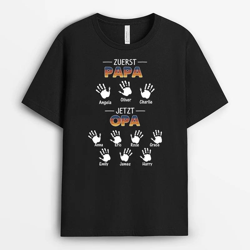 Zuerst Papa Jetzt Opa - Personalisiertes Geschenk | T-Shirt für Herren