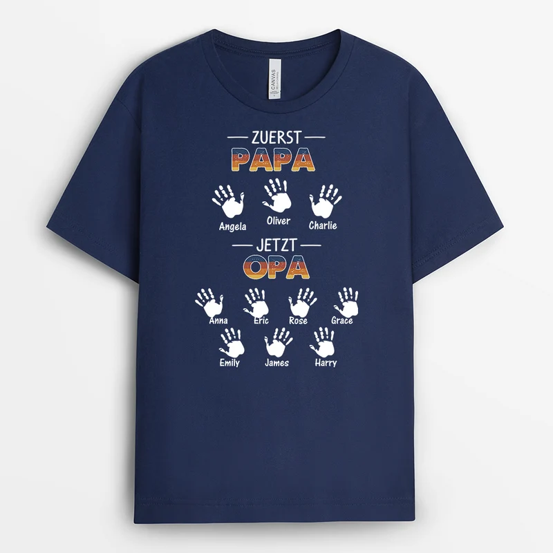 Zuerst Papa Jetzt Opa - Personalisiertes Geschenk | T-Shirt für Herren