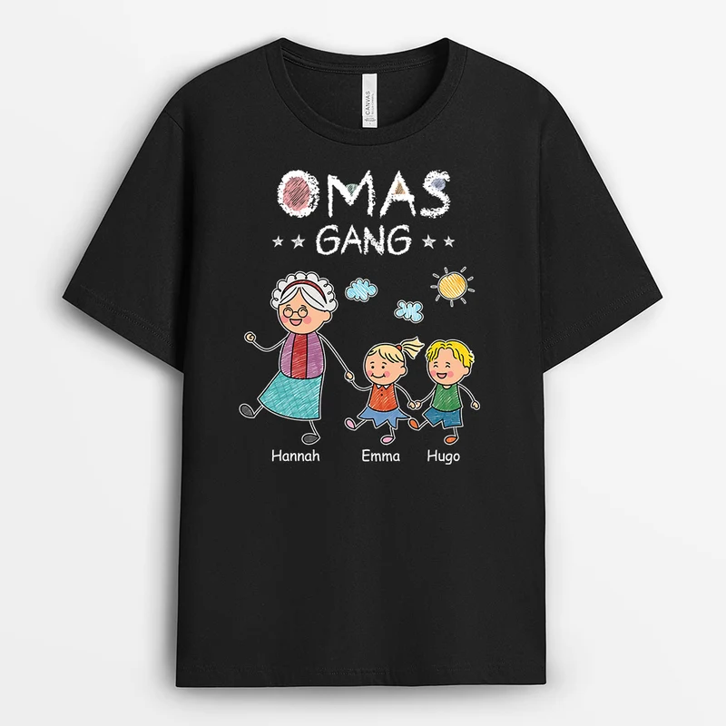 Omas/Mamas Bande - Personalisiertes Geschenk | Schwarzes T-shirt für Frau