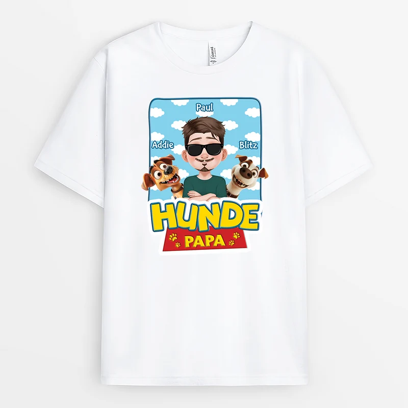 Hundepapa Cartoon - Personalisiertes Geschenk | Hunde T-shirts