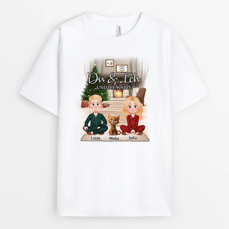 Du & Ich Und Die Katzen - Personalisierte Geschenke Paare | Weihnachts T Shirt