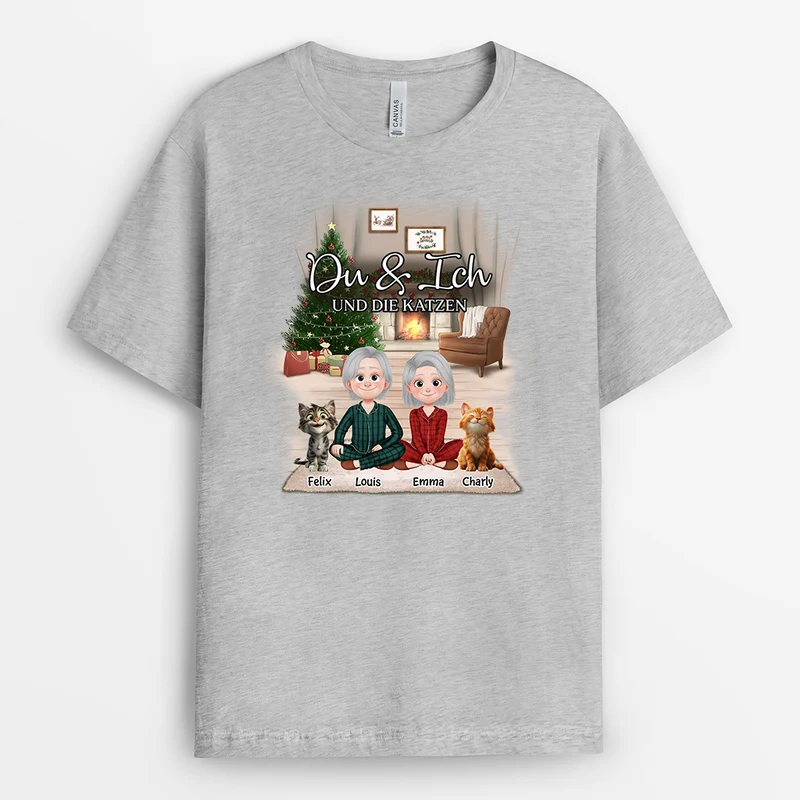 Du & Ich Und Die Katzen - Personalisierte Geschenke Paare | Weihnachts T Shirt