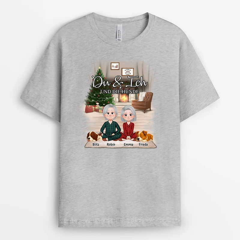Du & Ich Und Die Hunde - Personalisierte Geschenke Paare | Weihnachts T Shirt