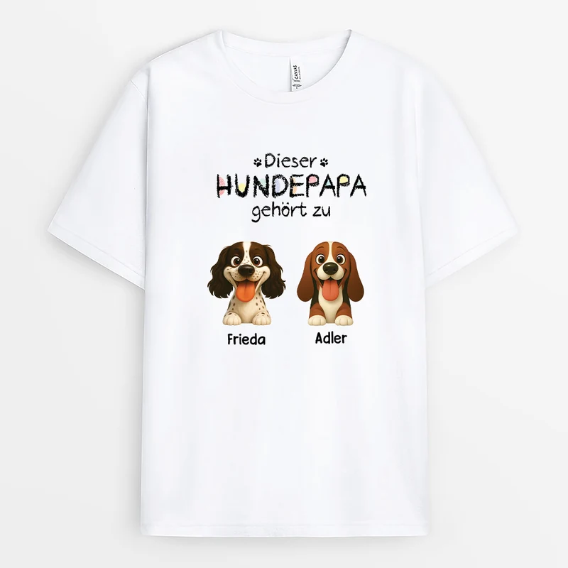 Dieser Hundepapa Gehört Zu - Personalisierte Geschenke Für Hundebesitzer | T Shirt Buntstifte