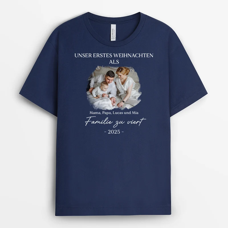 Unser Erstes Weihnachten Als Familie - Personalisierte Weihnachtsgeschenke Familie | Shirts Mit Foto