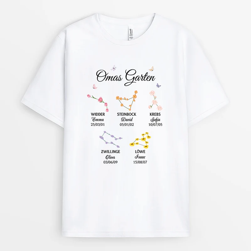 Oma und Enkelkinder Das Sternzeichen – Personalisiertes Geschenk | T-Shirt für Omas und Sternzeichen-Begeisterte