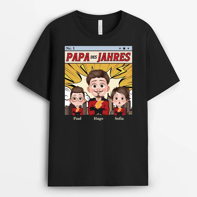 Papa Des Jahres - Personalisiertes Geschenk | T Shirt Papa