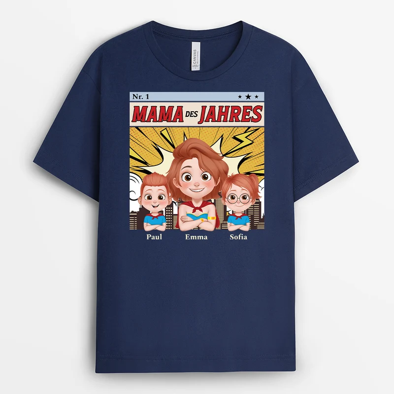 Papa Des Jahres - Personalisiertes Geschenk | T Shirt Papa