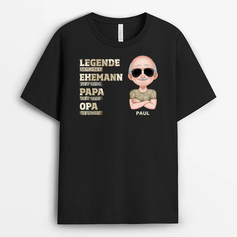 Legende Ehemann Papa Und Opa Armeemuster - Personalisiertes Geschenk | T Shirt Opa
