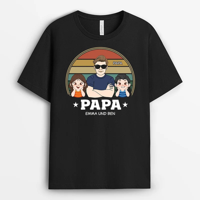 Papa Retro - Personalisiertes Geschenk | T Shirt Papa