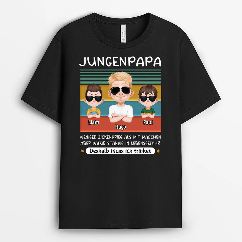 Jungspapa Cartoon - Personalisiertes Geschenk | Lustiges T Shirt Papa im Vintage