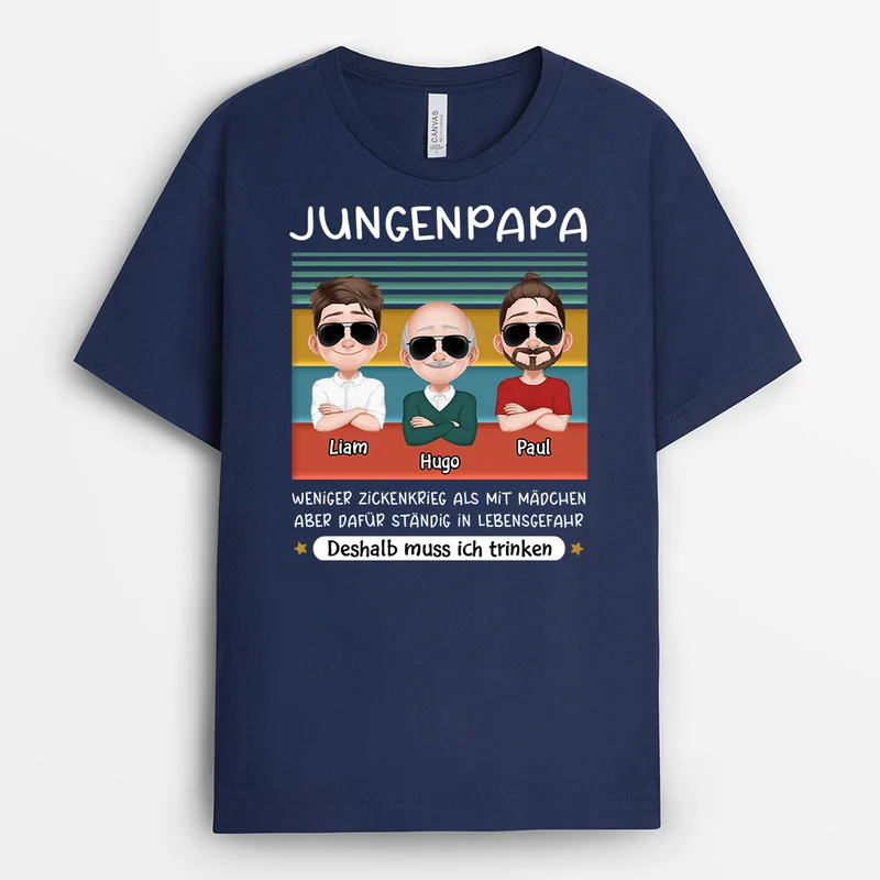 Jungspapa Cartoon - Personalisiertes Geschenk | Lustiges T Shirt Papa im Vintage