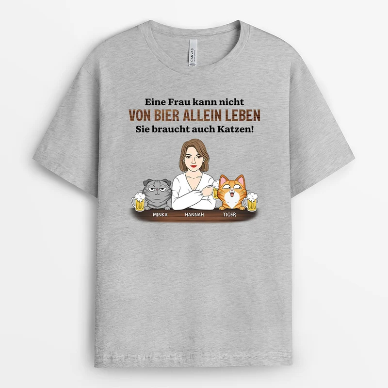 Ein Mann Braucht Katzen Und Bier - Personalisiertes Geschenk | Katze T-Shirts