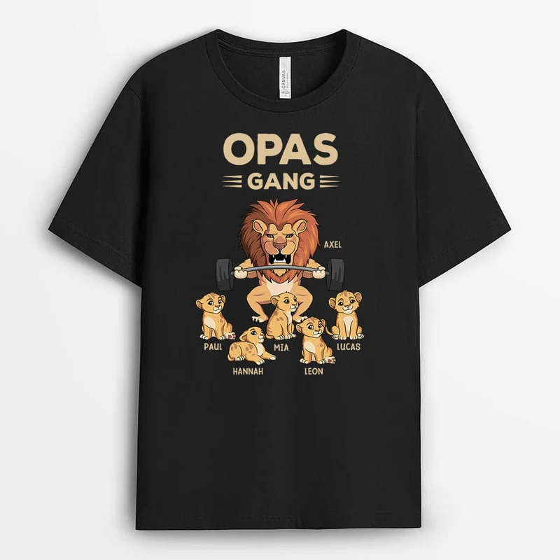 Opas/Papas Bande Löwe - Personalisiertes Geschenk | Lustiges T-Shirt für Männer im Vintage Stil