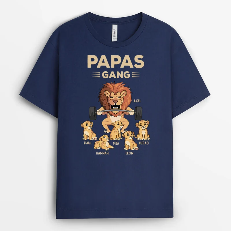 Opas/Papas Bande Löwe - Personalisiertes Geschenk | Lustiges T-Shirt für Männer im Vintage Stil