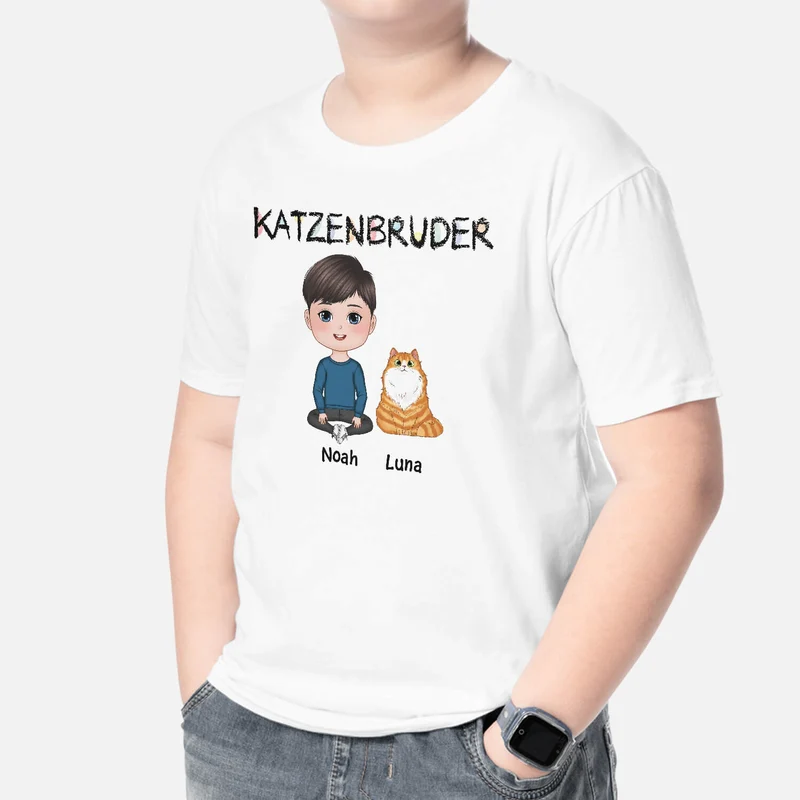 Katzenschwester - Personalisiertes Geschenk | T-Shirt für Mädchen, Katzenliebhaberin
