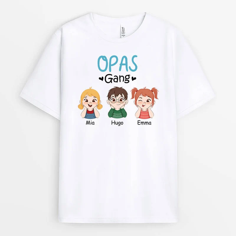 Opas/Papas Bande - Personalisiertes Geschenk | Weißes T-Shirt für Männer Cartoon