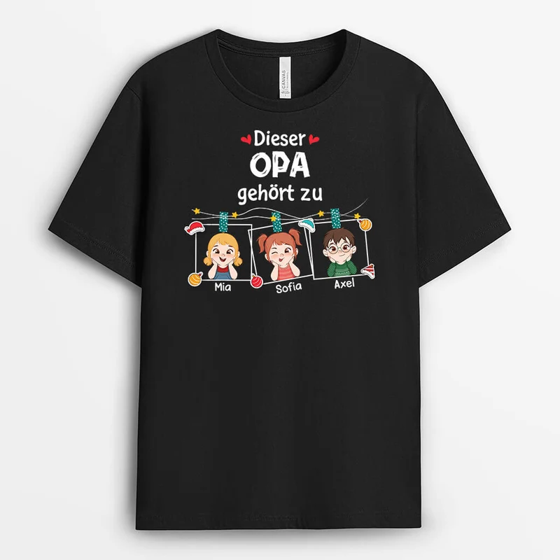 Dieser Opa/Papa Gehört Zu Weihnachten - Personalisiertes Geschenk | T-Shirt für Männer