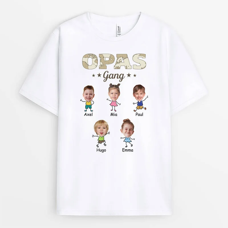 Opas/Papas Bande Karte - Personalisiertes Geschenk | T-Shirt für Männer mit Fotos