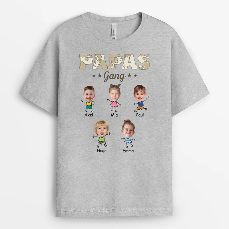 Opas/Papas Bande Karte - Personalisiertes Geschenk | T-Shirt für Männer mit Fotos
