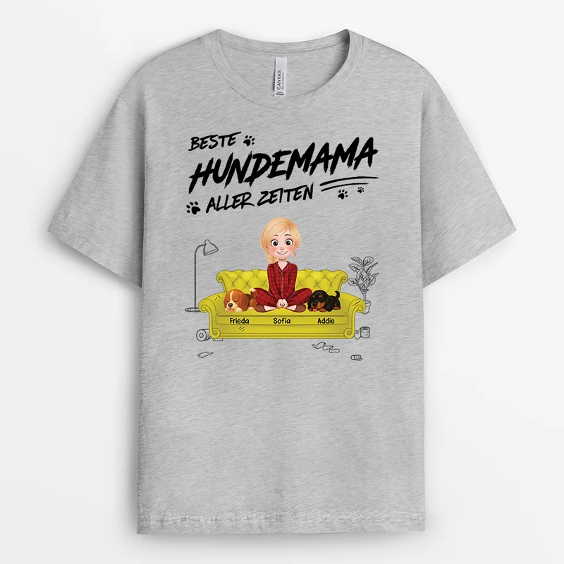 Bester Hundepapa Aller Zeiten Sitzend Cartoon - Personalisiertes Geschenk | Hunde T-shirts