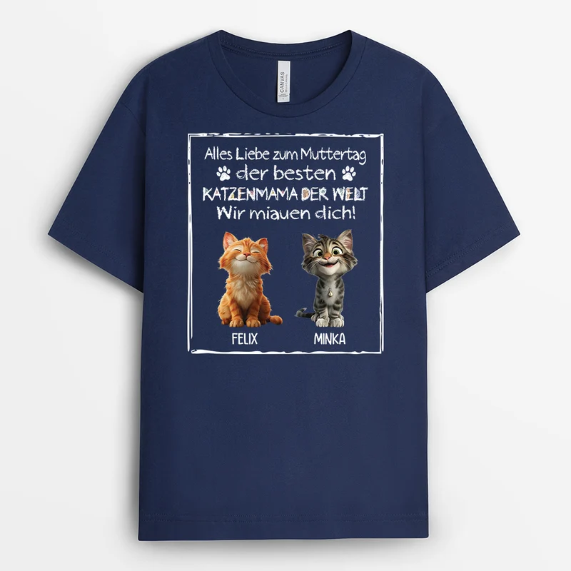 Frohen Vatertag Katzenpapa - Personalisiertes Geschenk | Schwarzes T shirt Katze